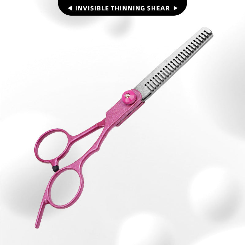 FT6 Rose Pink Pet Grooming Shears & Tool Sets - FT6 Angled Tang - Rose Pink-Thinning Shears