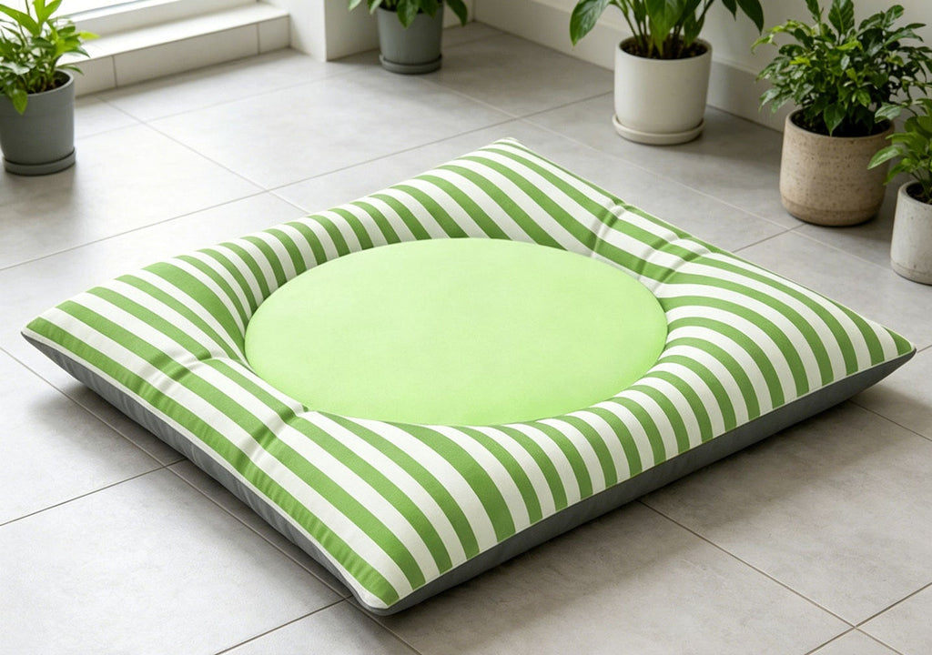 Washable Striped Pet Bed Mats - Green-White Stripes