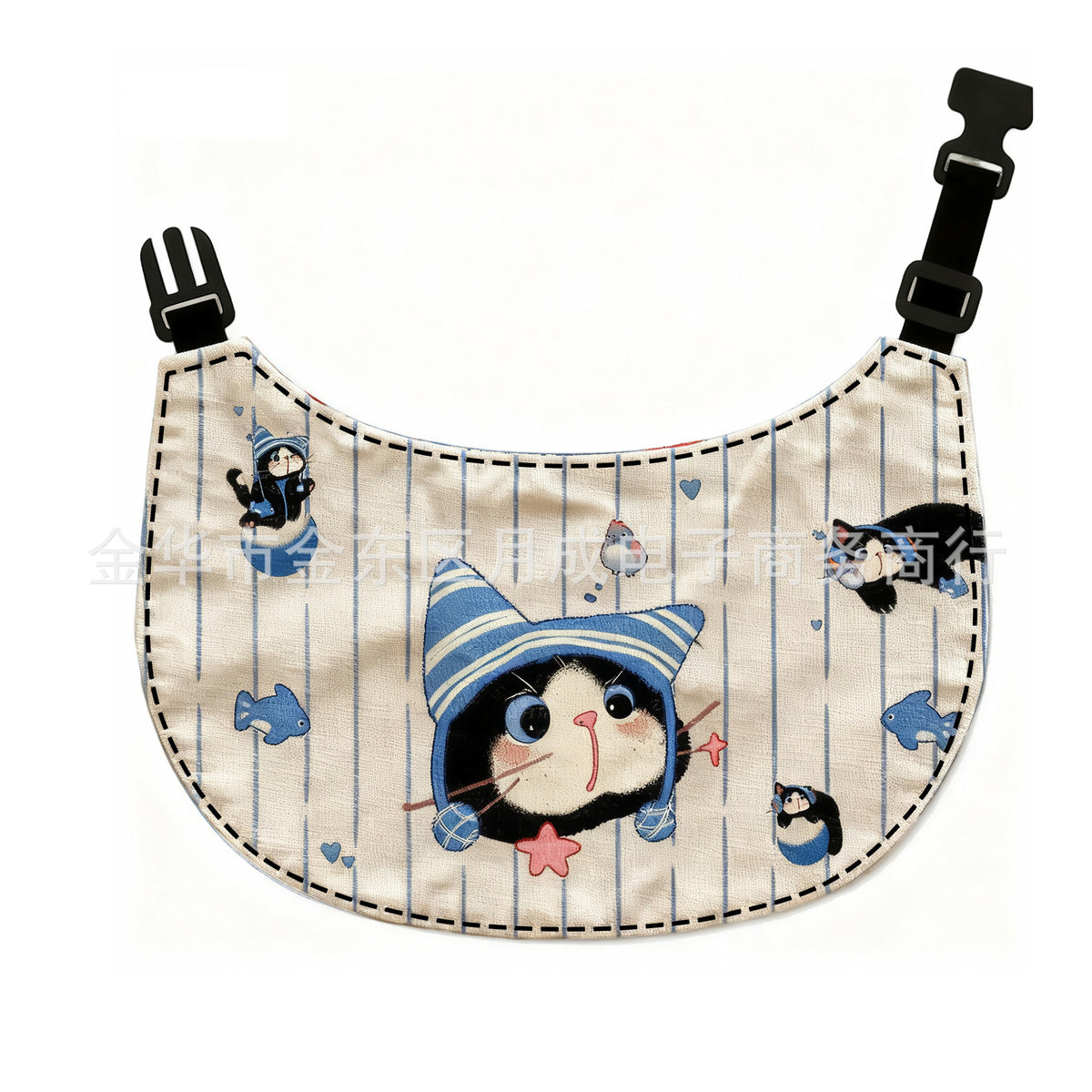 Rounded Cartoon Pet Bibs - Line-Art Cat