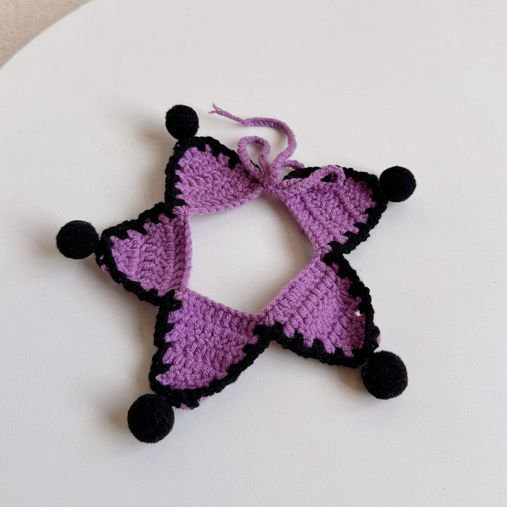 Knitted Pet Collars & Bibs for Cats and Dogs - Halloween Purple Triangle