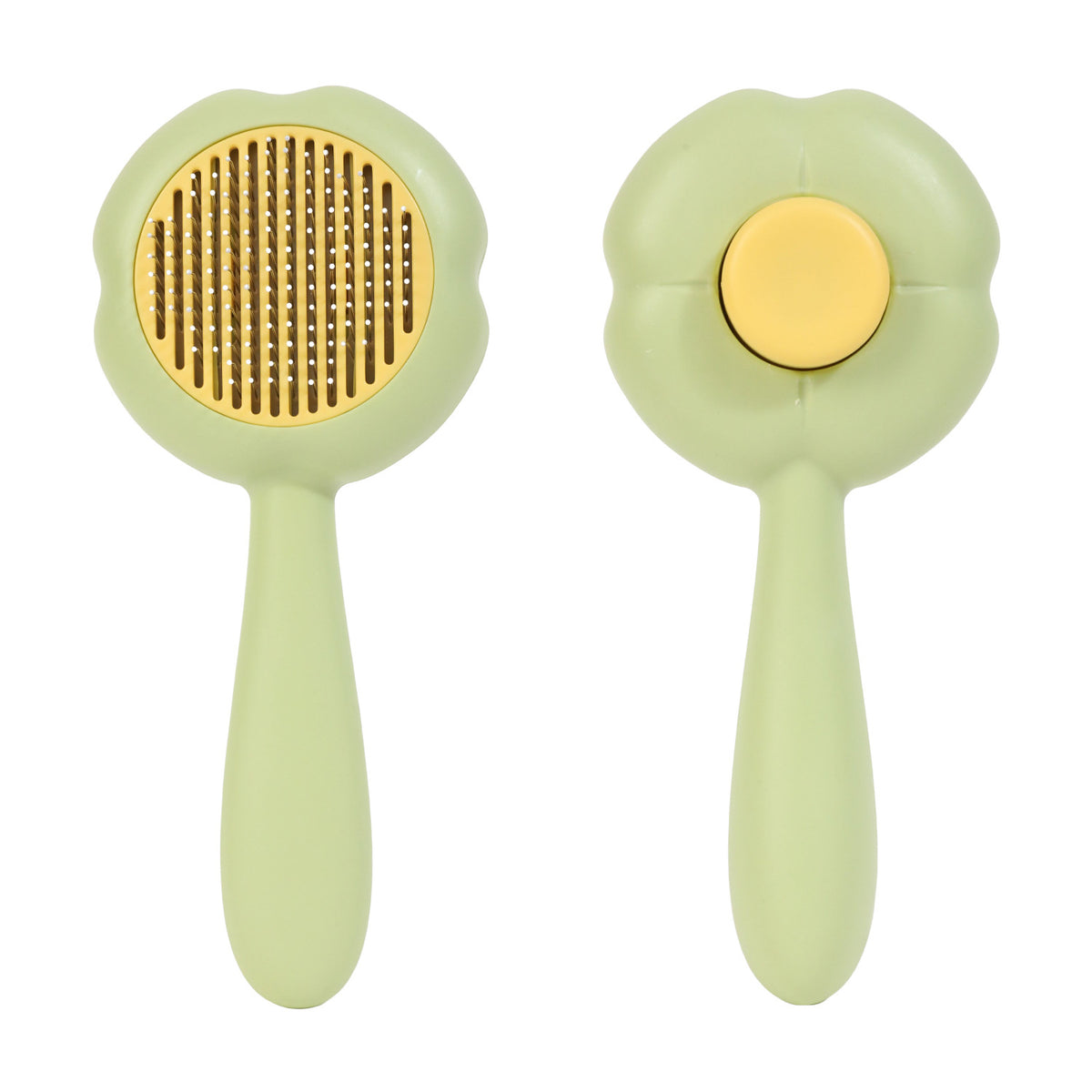 Egg, Clover & Sugar Cube Self-Cleaning Pet Brushes - Clover / Green / 19.5cm