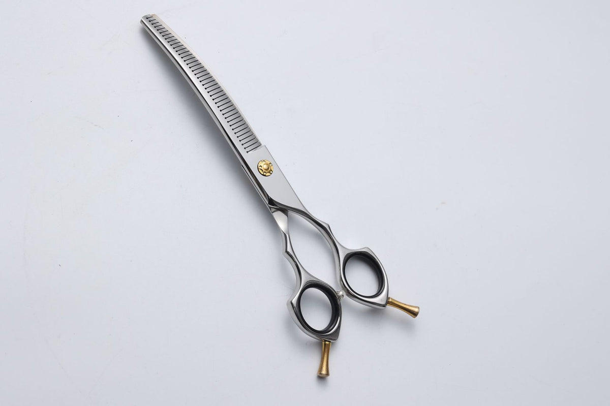 440C Stainless Steel Pet Grooming Shears & Sets - H004 7 inch Curved Fluffing Shears