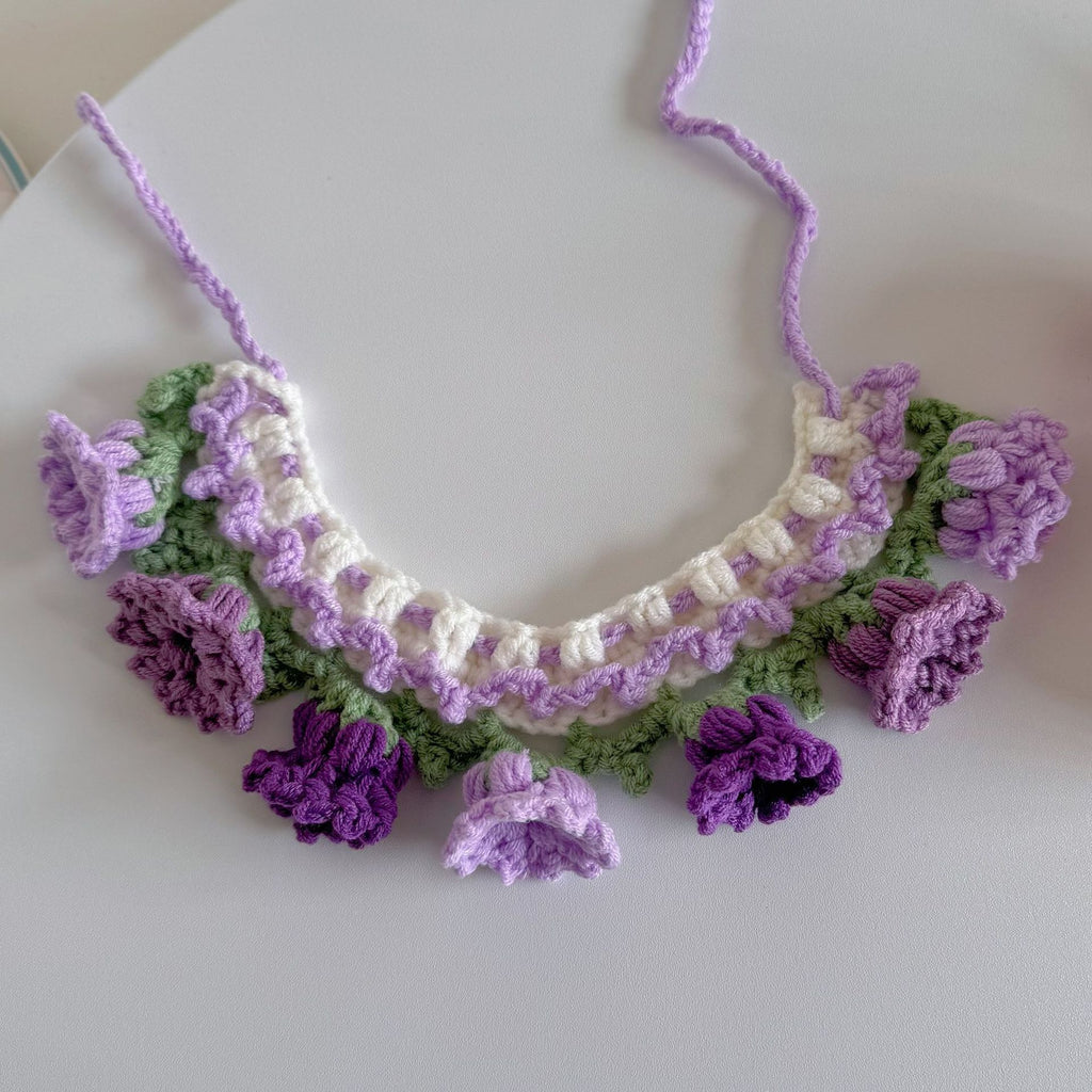 Knitted Pet Collars & Bibs for Cats and Dogs - Purple Lanling