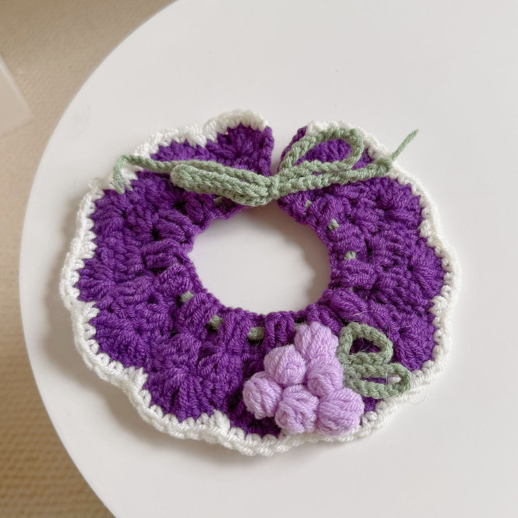 Knitted Pet Collars & Bibs for Cats and Dogs - Grape Collar