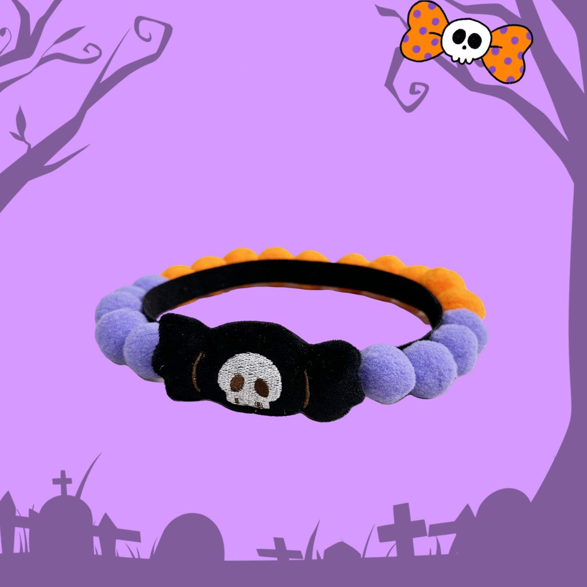 Halloween Pom-Pom Pet Collars & Hat Sets - 21 Black Candy / Collar Only