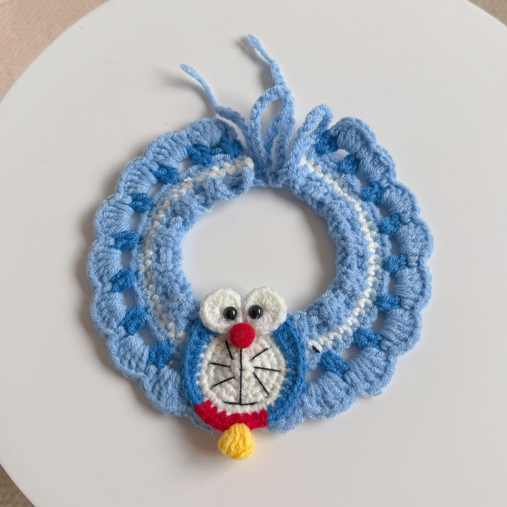 Knitted Pet Collars & Bibs for Cats and Dogs - Robot Cat