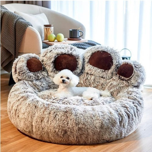 Round Pet Bed - Classic and Dual-Fiber Styles - Dual-Fiber Gray