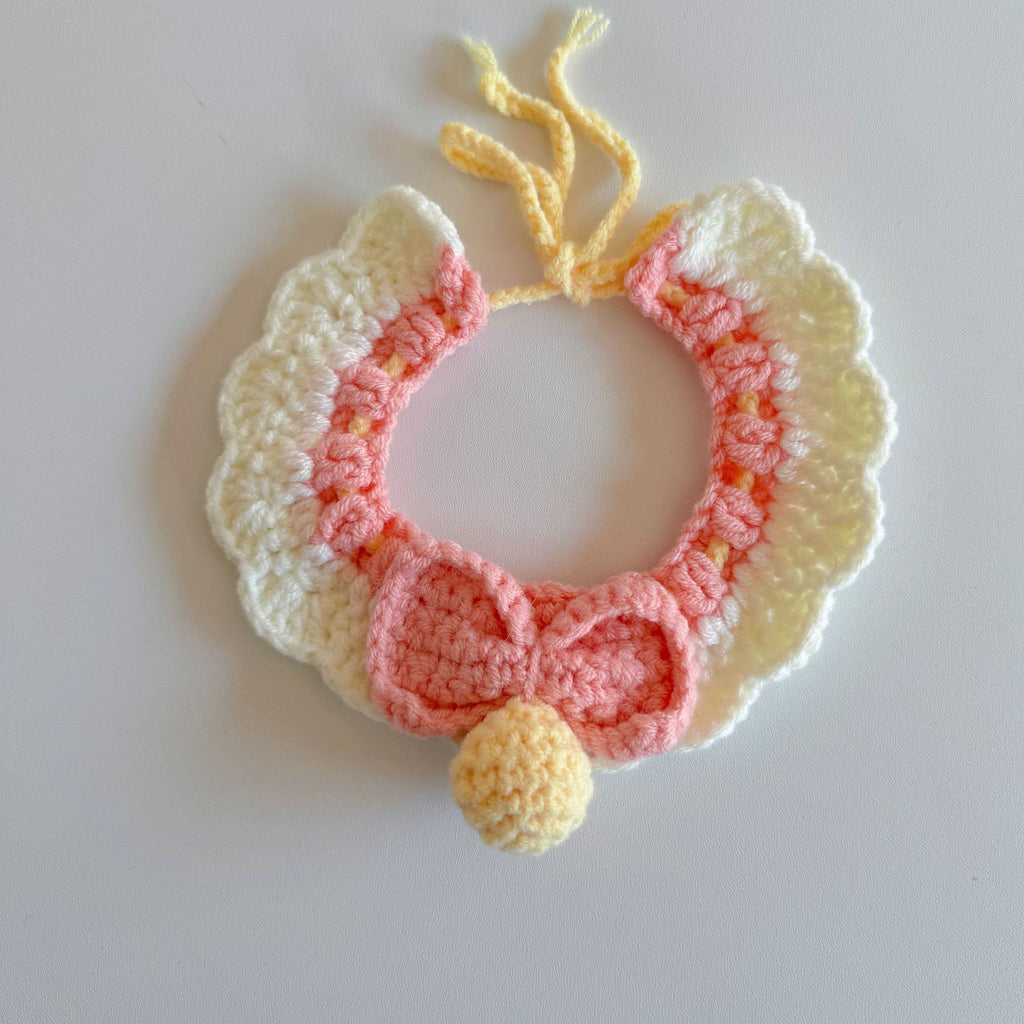 Knitted Pet Collars & Bibs for Cats and Dogs - Pink Bell