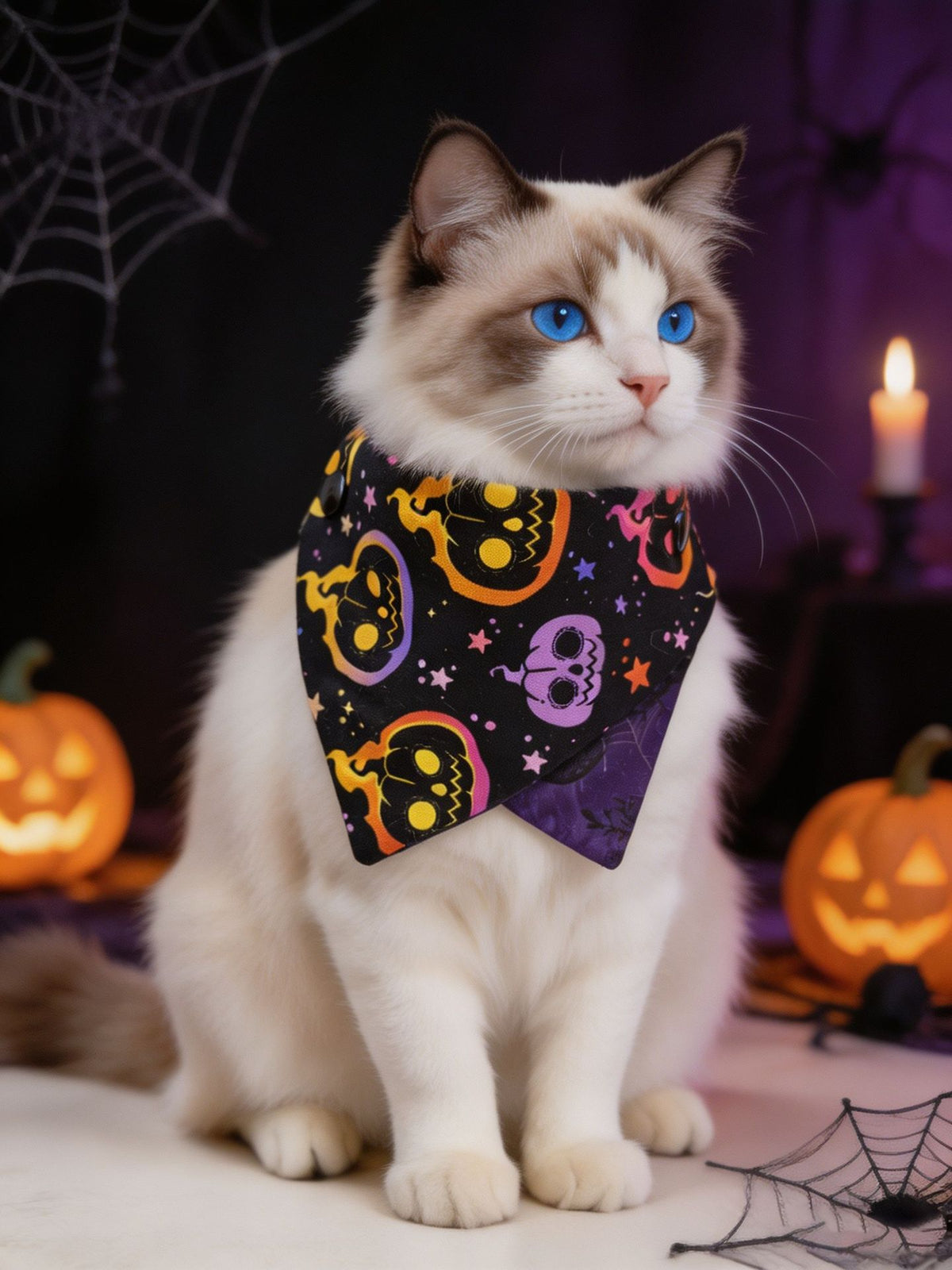 Halloween Pet Bandanas – Ghost Pumpkin & Witch Hat - Ghost Pumpkin