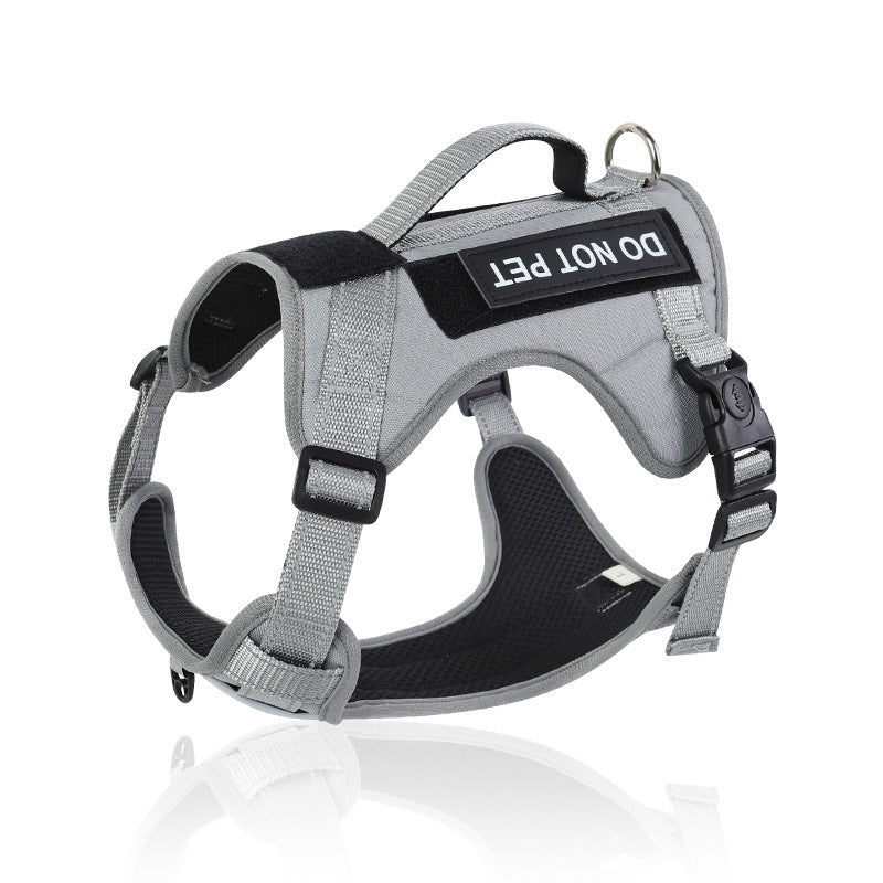 Reflective Oxford Dog Harness & Leash Options - Gray (Hook-and-Loop)