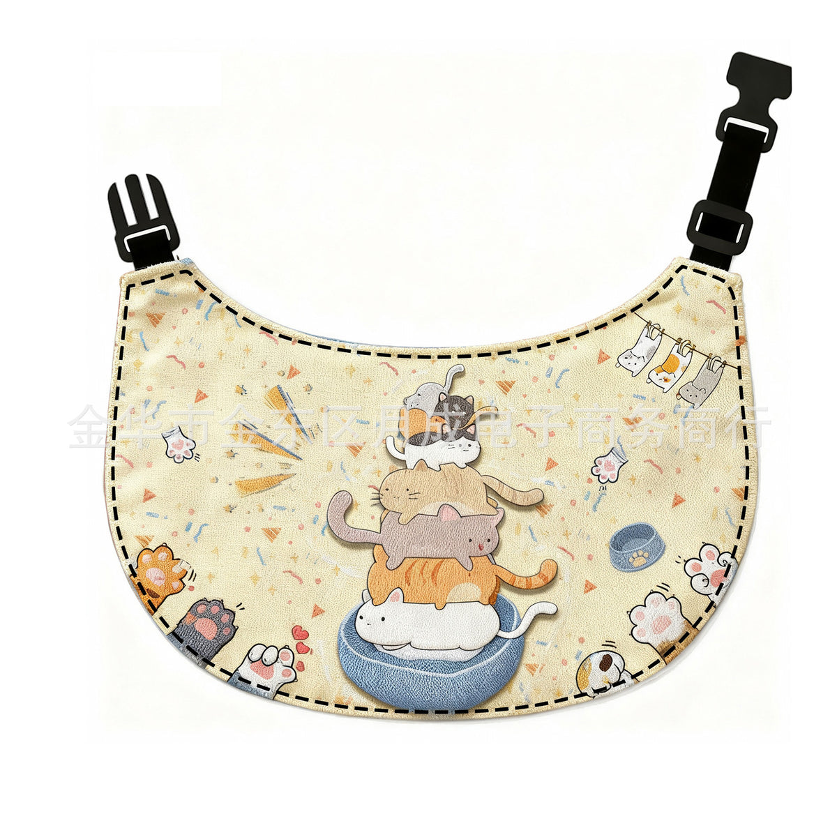 Rounded Cartoon Pet Bibs - Stacked Cats