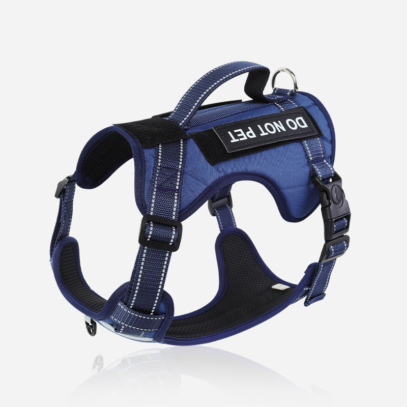 Reflective Oxford Dog Harness & Leash Options - Navy (Hook-and-Loop)