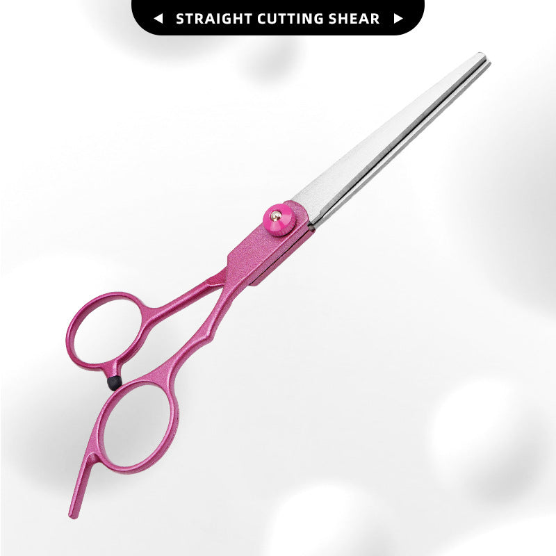 FT6 Rose Pink Pet Grooming Shears & Tool Sets - FT6 Angled Tang - Rose Pink-Straight Shears