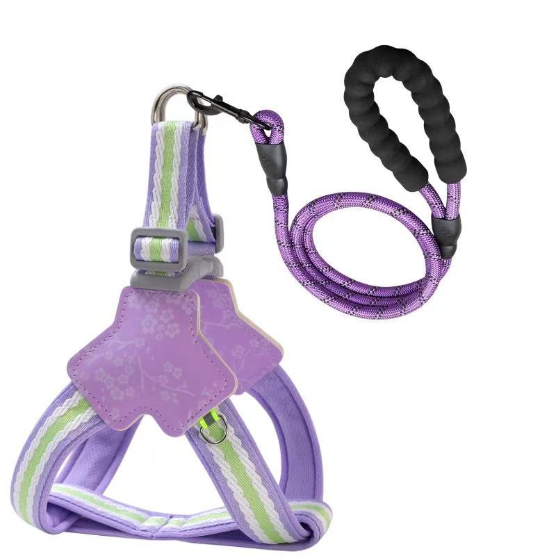 Jacquard Reflective Dog Harness & Leash Options - Purple (Harness / 1.5 m Reflective Leash)