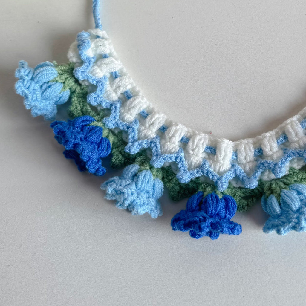 Knitted Pet Collars & Bibs for Cats and Dogs - Blue Lanling