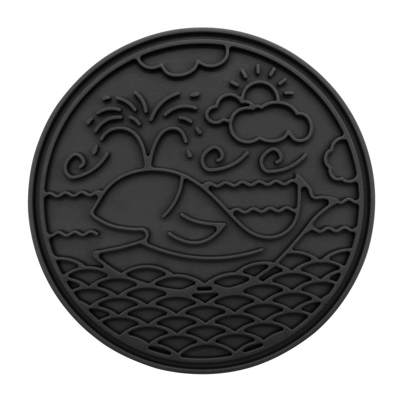 Whale Silicone Lick Mat with Suction Cups - Whale210 x 210 x 9mm / Classic Black