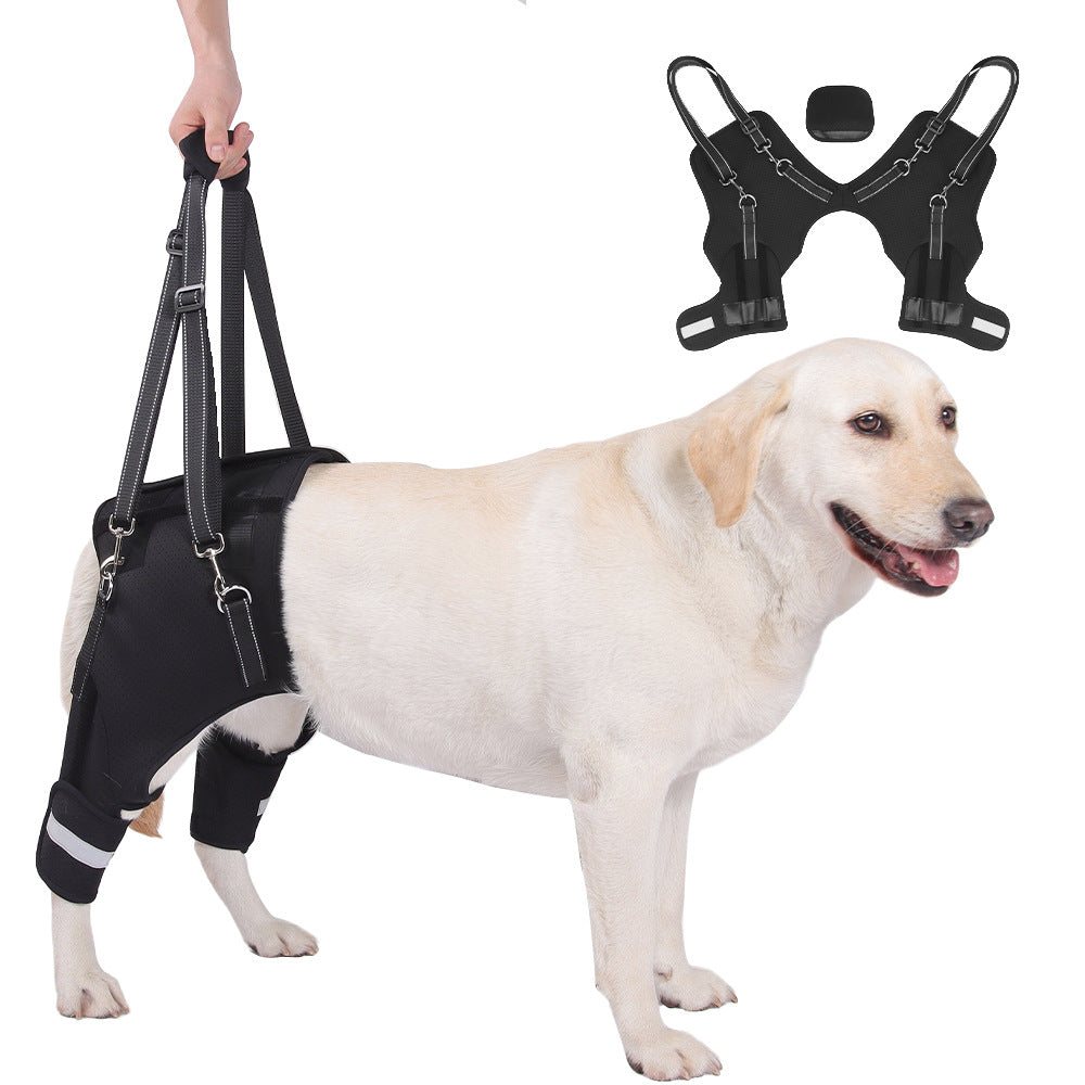 Reflective Rear-Leg Support Sling for Dogs - Black