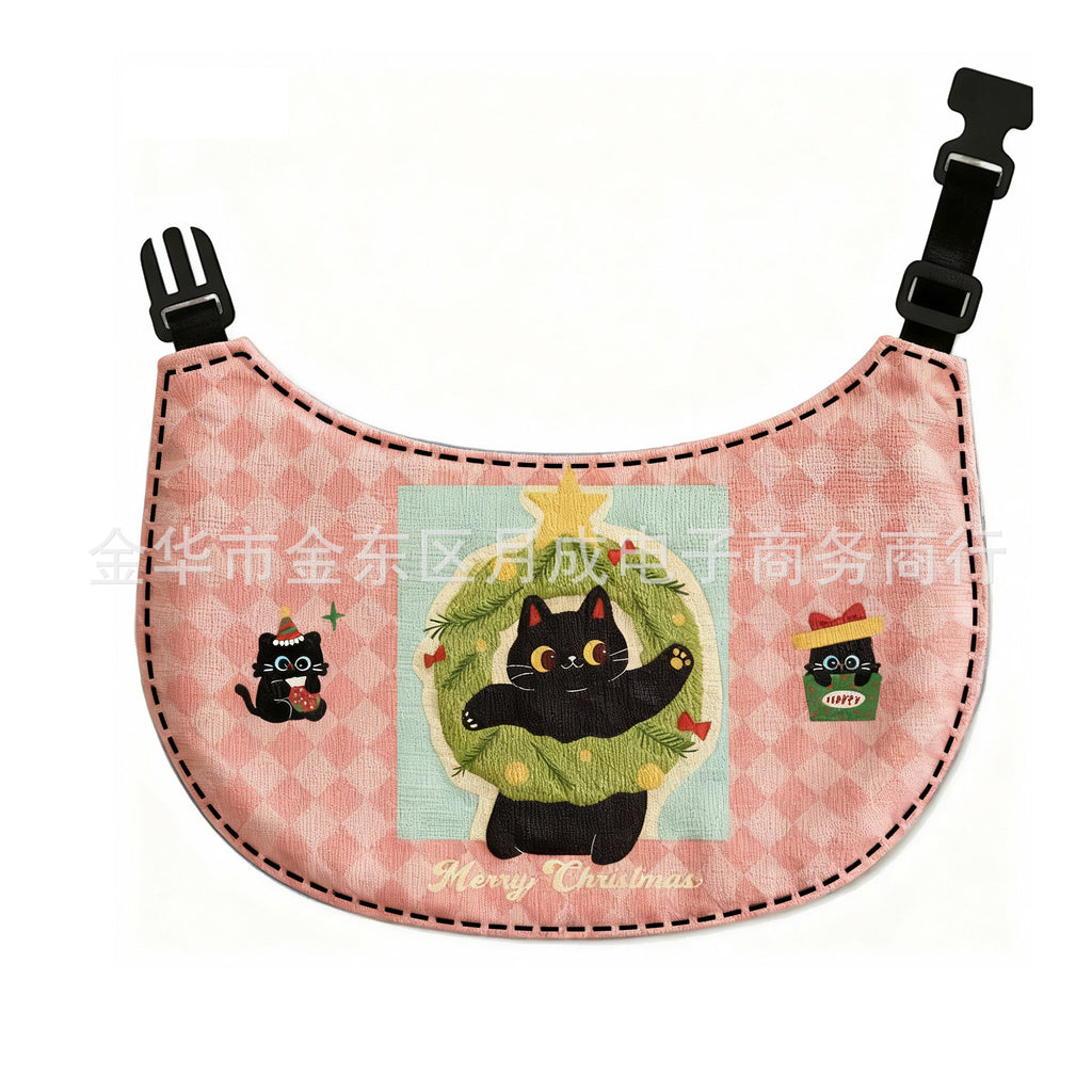 Rounded Cartoon Pet Bibs - Plaid Cat