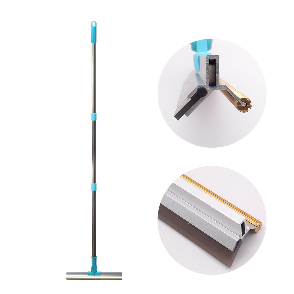 Long-Handle Pet Hair Scrapers - Y-Shaped Double Scraper Blue - Connecting Ring