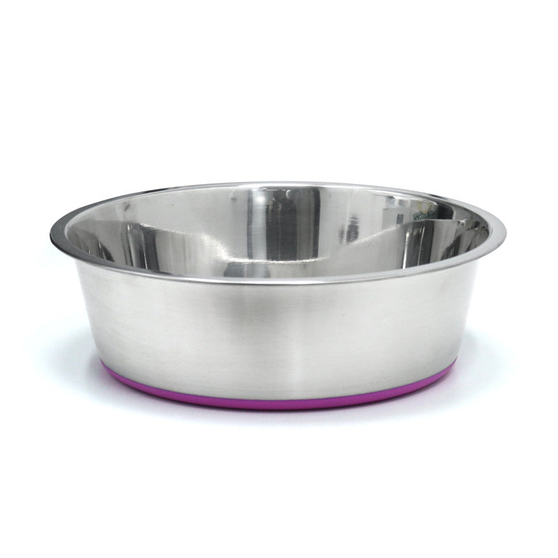 Stainless Steel Pet Bowls with Non-Slip Base - Pink (Partial Non-Slip Base)