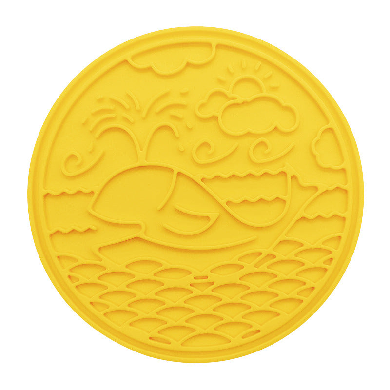 Whale Silicone Lick Mat with Suction Cups - Whale210 x 210 x 9mm / Lemon Yellow