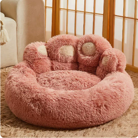 Round Pet Bed - Classic and Dual-Fiber Styles - Soft Pink