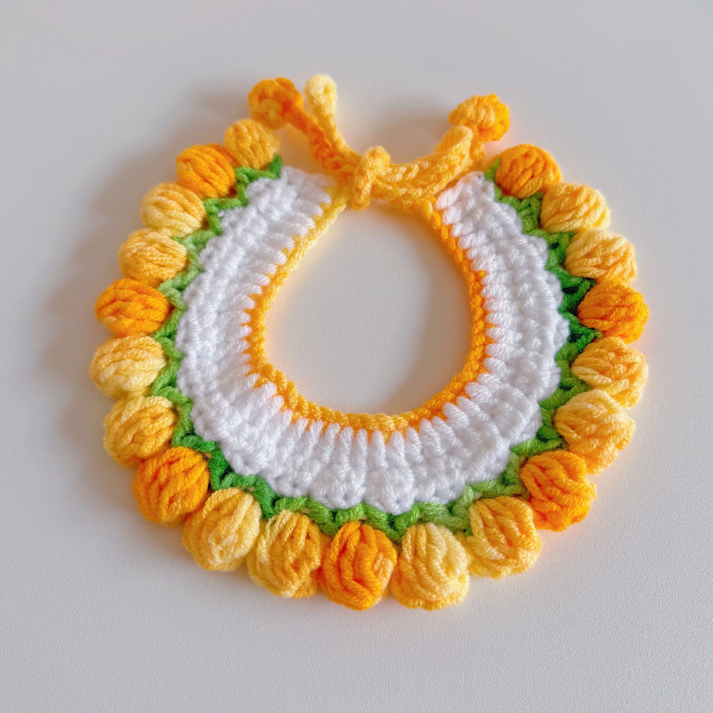 Knitted Pet Collars & Bibs for Cats and Dogs - Yellow Ombre Tulip