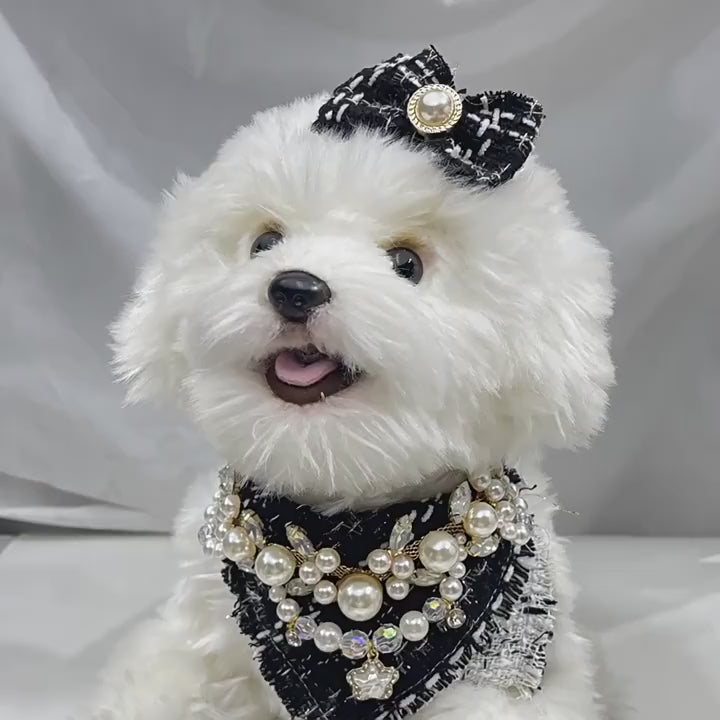 Victorian Royal Pearl & Crystal Crown Pet Choker Necklace