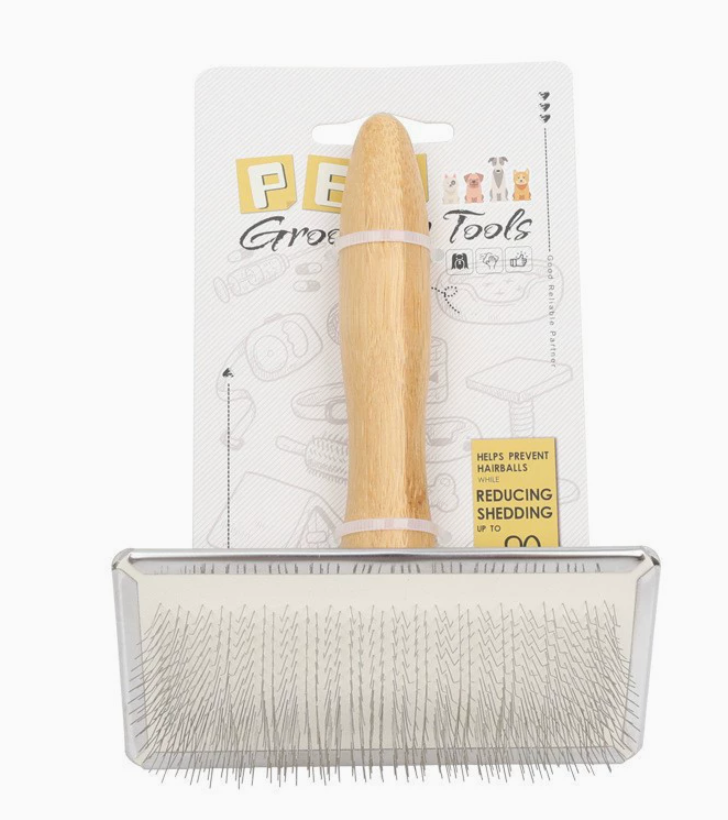 Wooden Pet Slicker Brush for Dogs & Cats