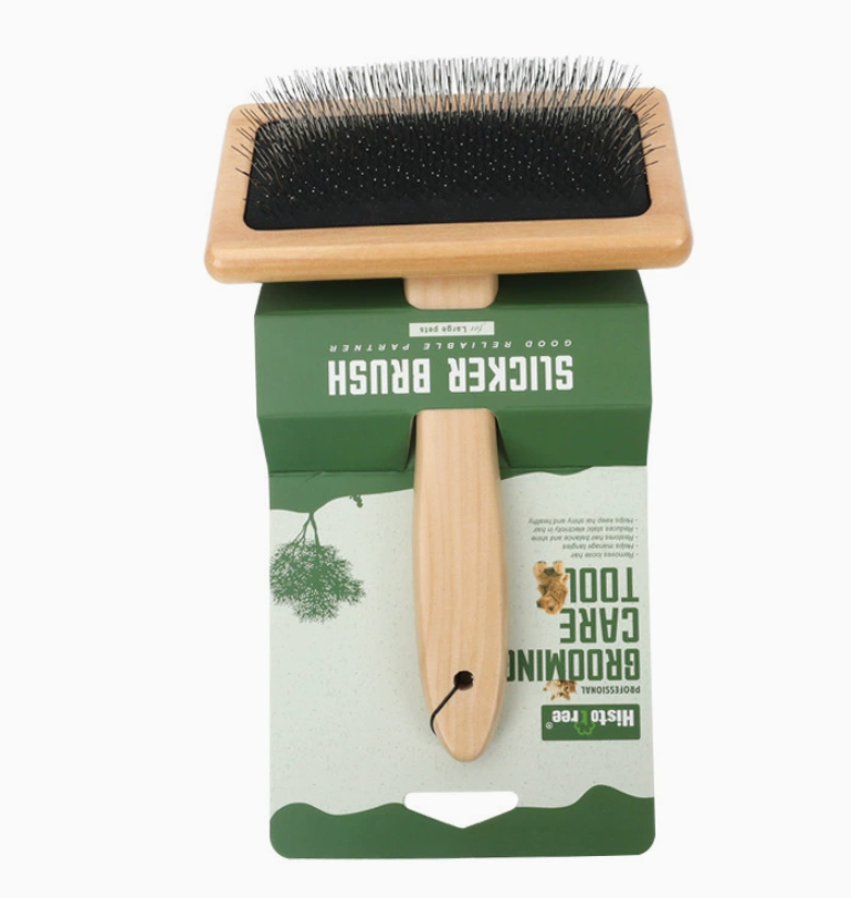 Wooden Pet Slicker Brush for Dogs & Cats