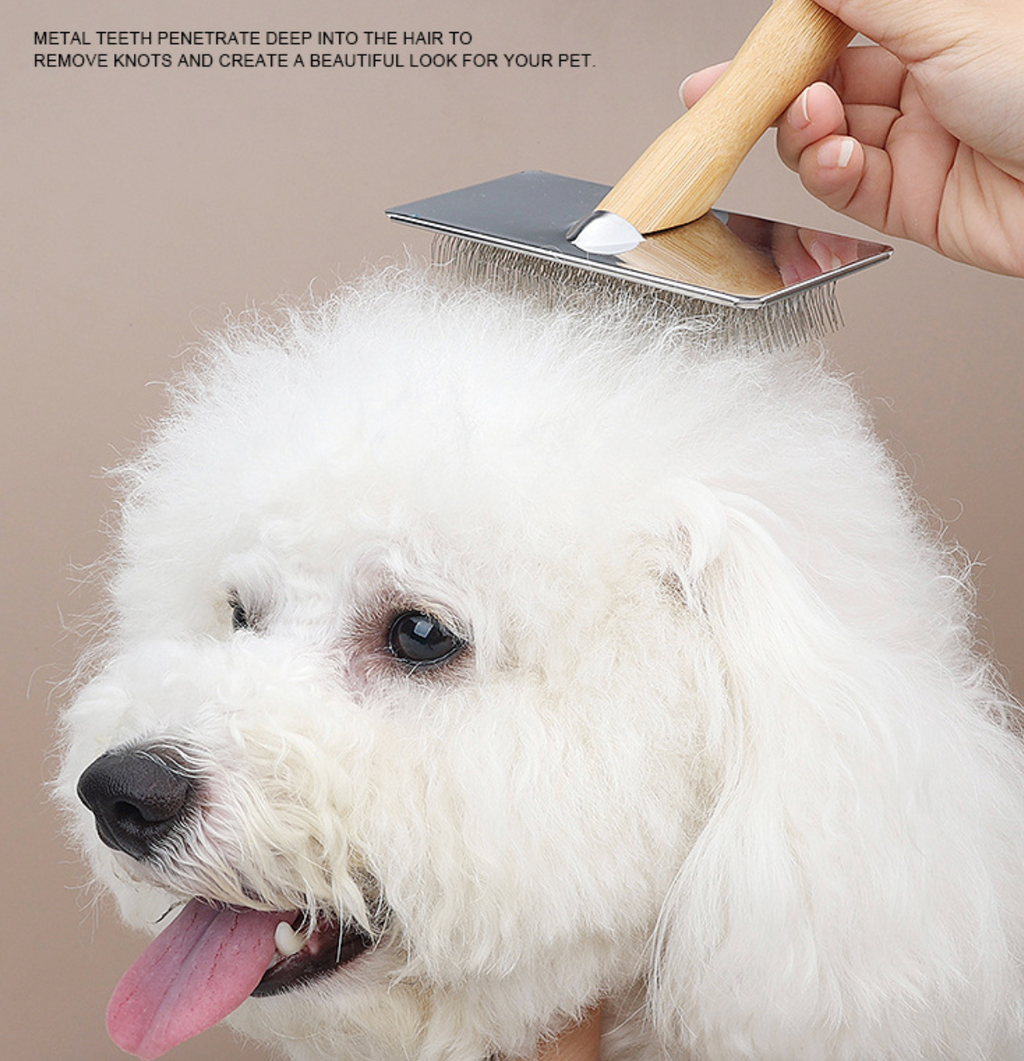 Wooden Pet Slicker Brush for Dogs & Cats