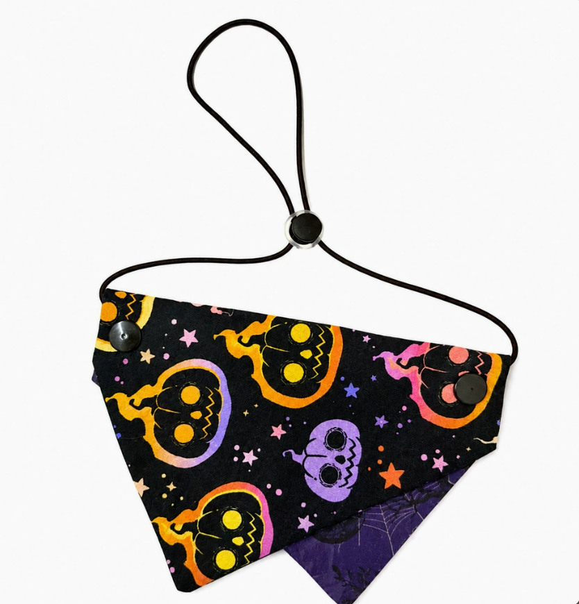 Halloween Pet Bandanas – Ghost Pumpkin & Witch Hat