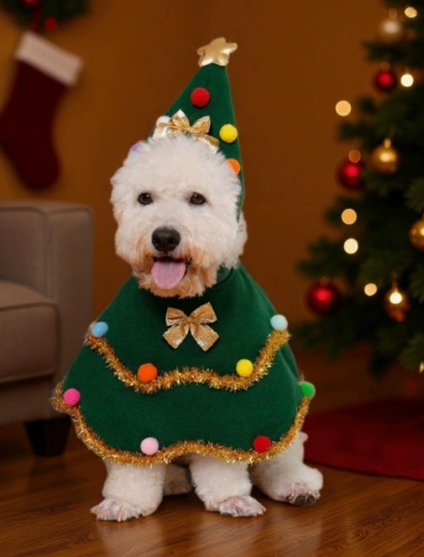 Dark Green Christmas Pet Cape