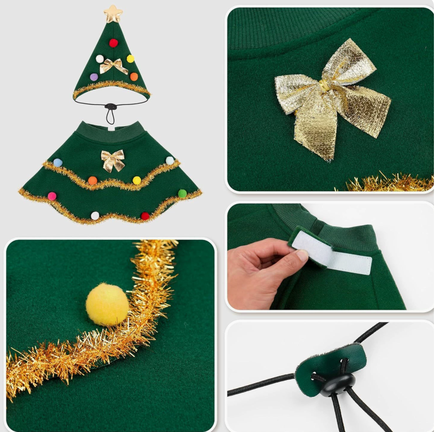 Dark Green Christmas Pet Cape