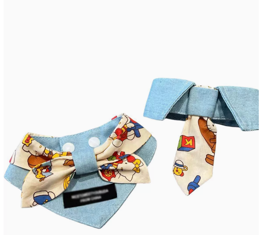 Chic Pastel Pet Bow Tie & Formal Necktie Collar Set