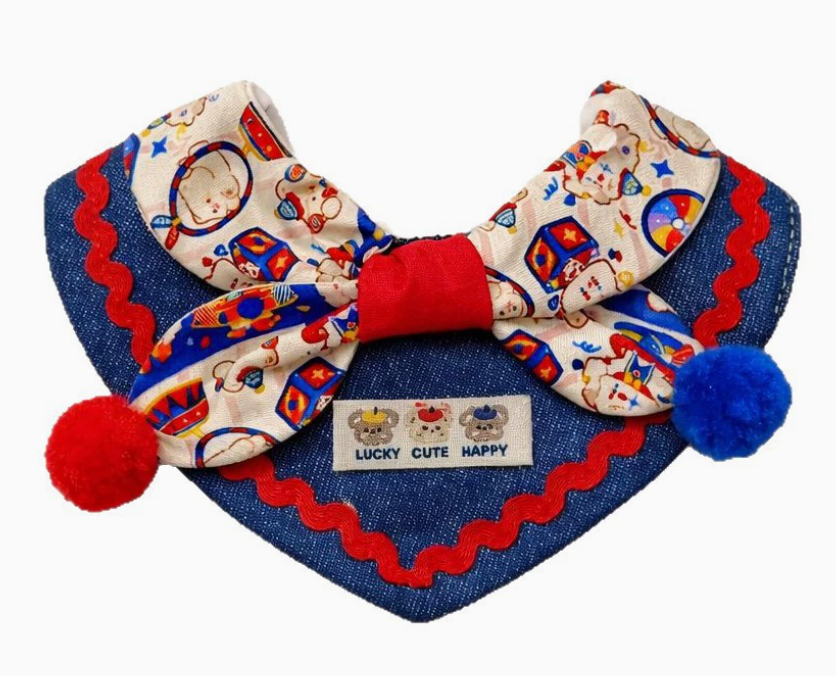 Whimsical Circus Harlequin Pet Collar & Frill Bandana