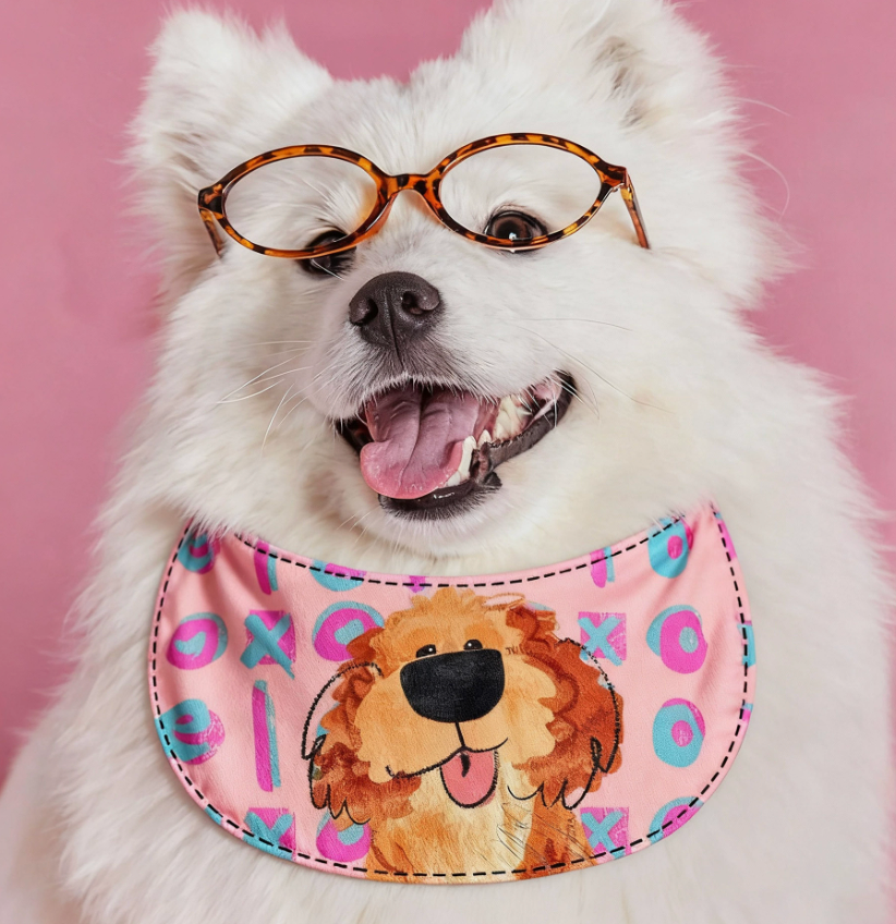 Whimsical Storybook Illustrated Pet Cotton Drool Bib