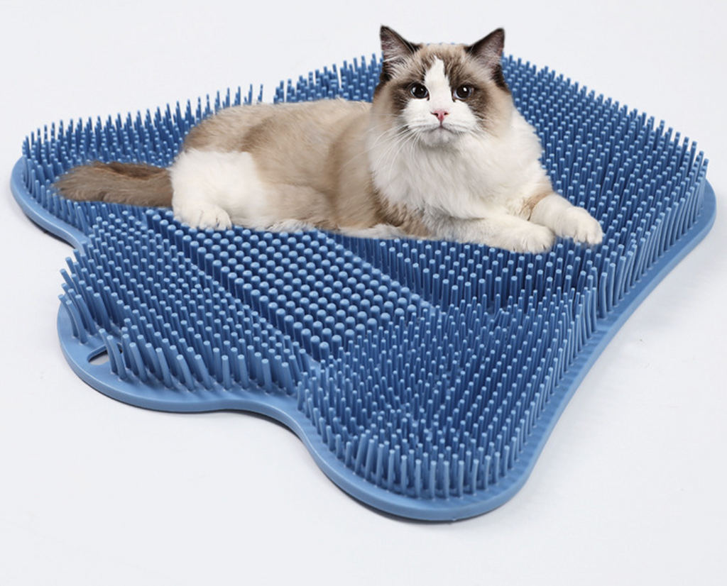 Self-Grooming Wall Corner Cat Massage Brush & Fur Collector