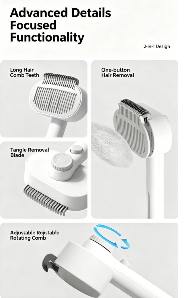Dual-Sided Precision Undercoat Deshedding & Dematting Rake