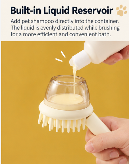 Ergonomic Long-Handle Refillable Pet Bath & Foam Brush