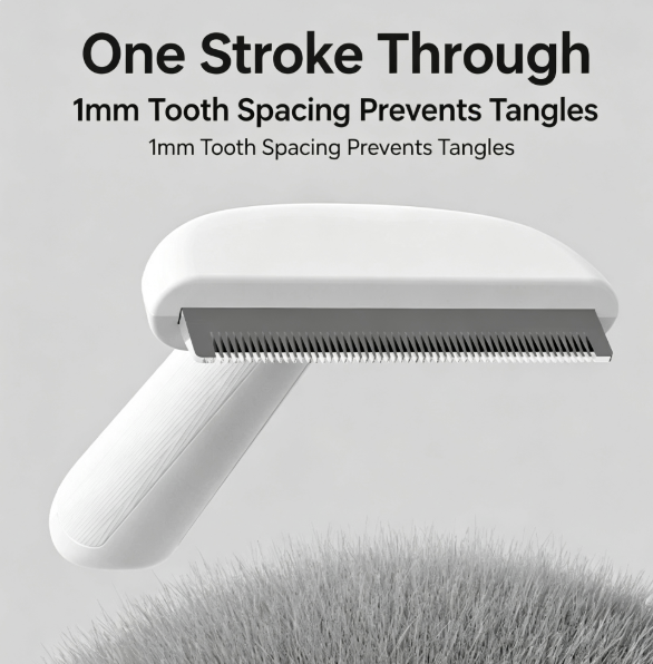 Playful Bone-Grip Ergonomic Pet Deshedding Comb