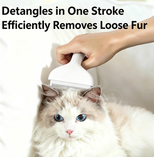 Playful Bone-Grip Ergonomic Pet Deshedding Comb