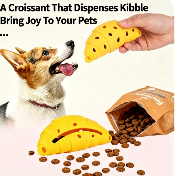 Artisan French Croissant Silicone Treat-Dispensing Dog Toy