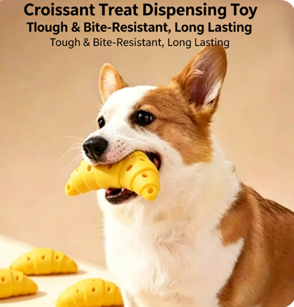 Artisan French Croissant Silicone Treat-Dispensing Dog Toy