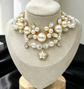 Victorian Royal Pearl & Crystal Crown Pet Choker Necklace