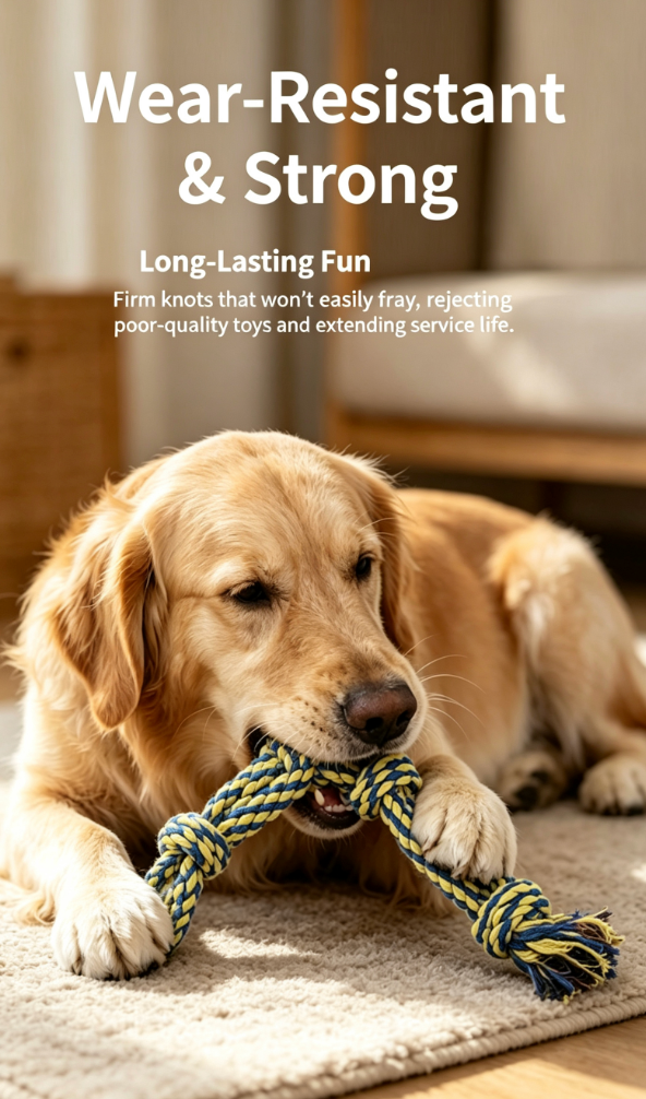 Heavy-Duty Natural Cotton Rope Dog Tug & Dental Chew Toy