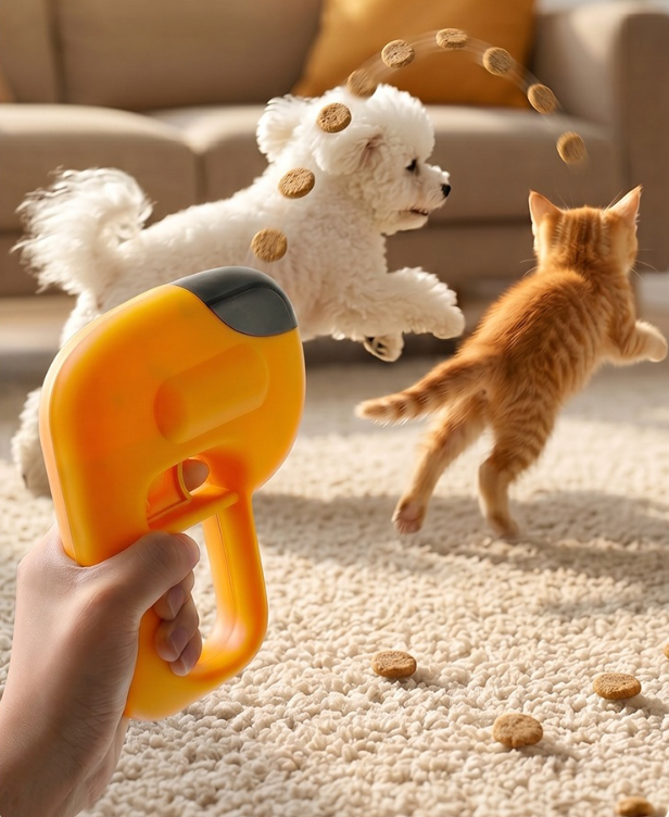 Interactive Pet Treat Launcher Gun - Training & Enrichment Toy for Dogs and Cats