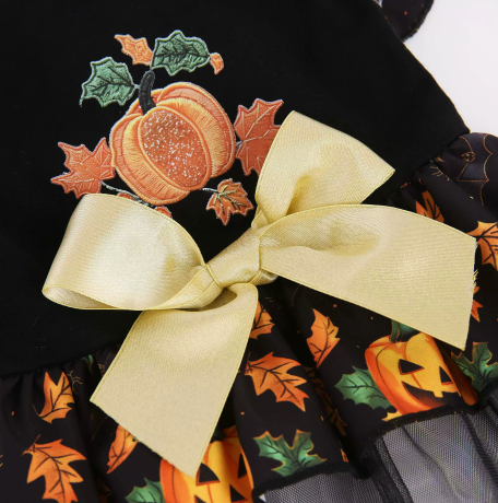 Halloween Witch Pet Dress - Spooky Pumpkin Costume for Dogs and Cats