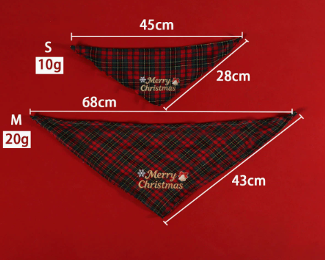 Festive Plaid Christmas Pet Bandana & Santa Hat Set - Holiday Outfit for Dogs and Cats